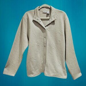 Cherokee Long Sleeve Snap Down Lightly Quilted Tan Blouse - L